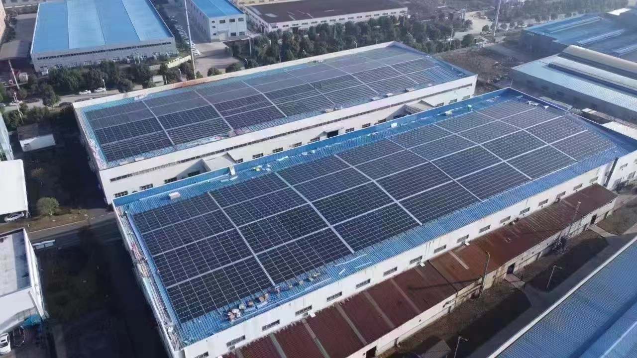 Rooftop solar panels installed on a building